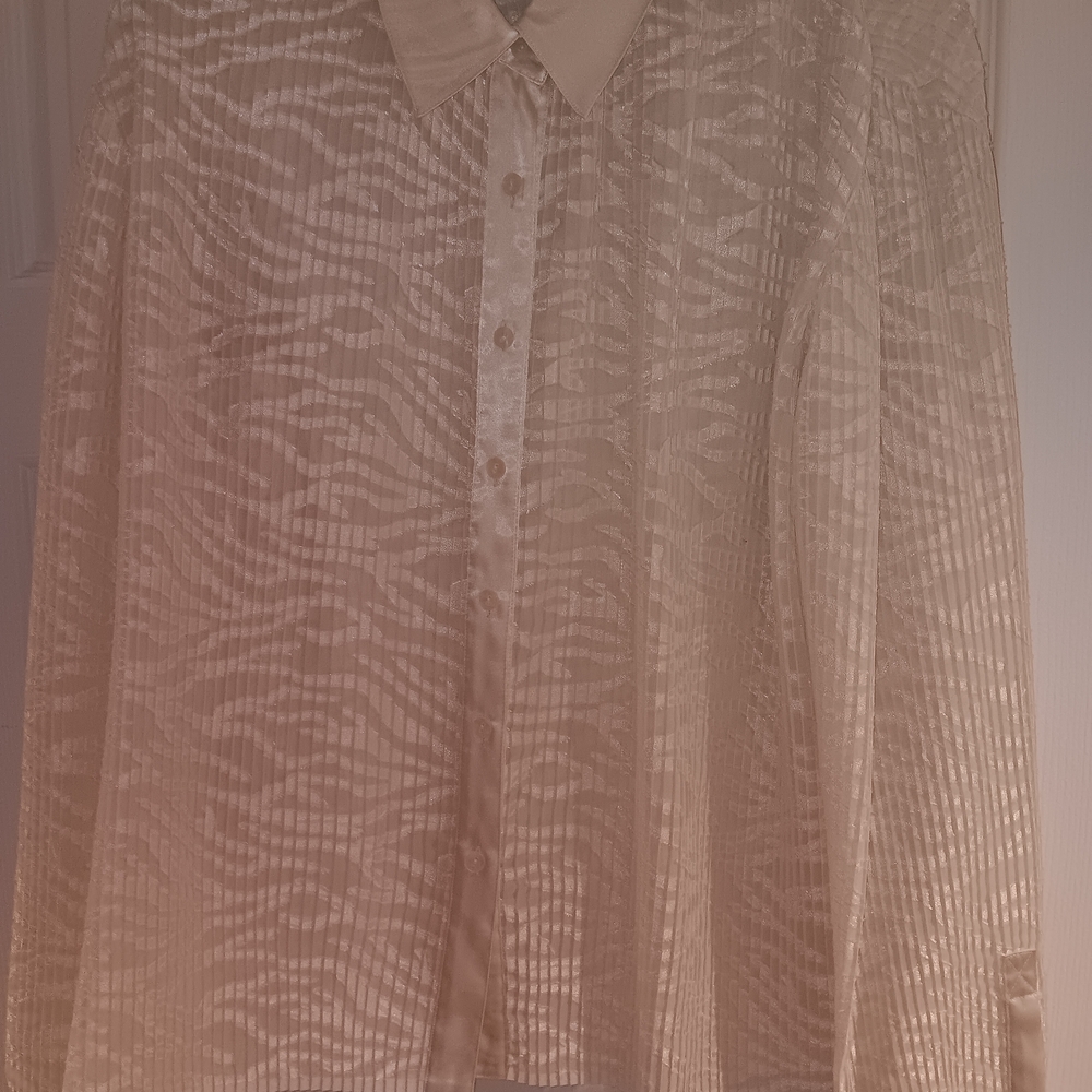 Rafaella Cream Sheer Leopard Blouse